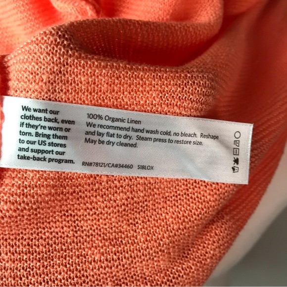 Eileen Fisher Sweater Peach Boat Neck Organic Cotton Open Stitch Slouchy - Picture 6 of 7